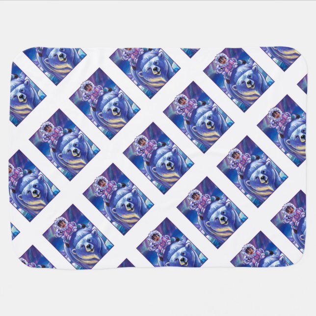 Polar Bear Bus Art Swaddle Blanket (Horizontal)