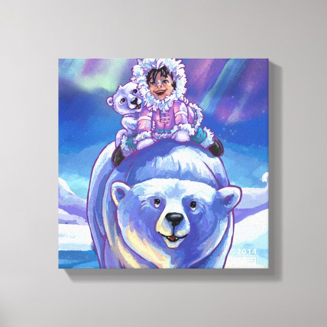 Polar Bear Bus Canvas Print (Front)