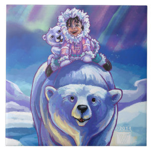 Polar Bear Bus Ceramic Tile