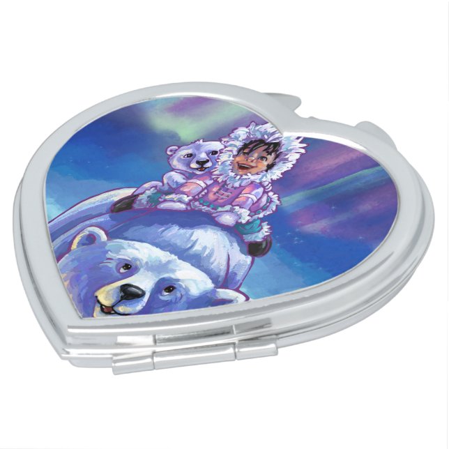 Polar Bear Bus Compact Mirror (Turned)