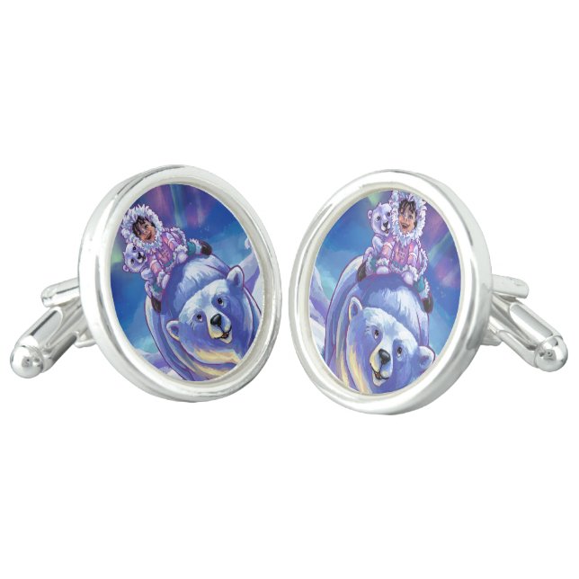 Polar Bear Bus Cufflinks (Angled)