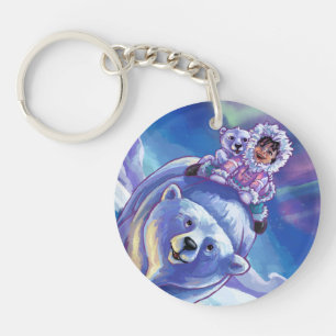 Polar Bear Bus Keychain