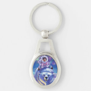 Polar Bear Bus Keychain