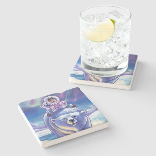 Polar Bear Bus Stone Coaster