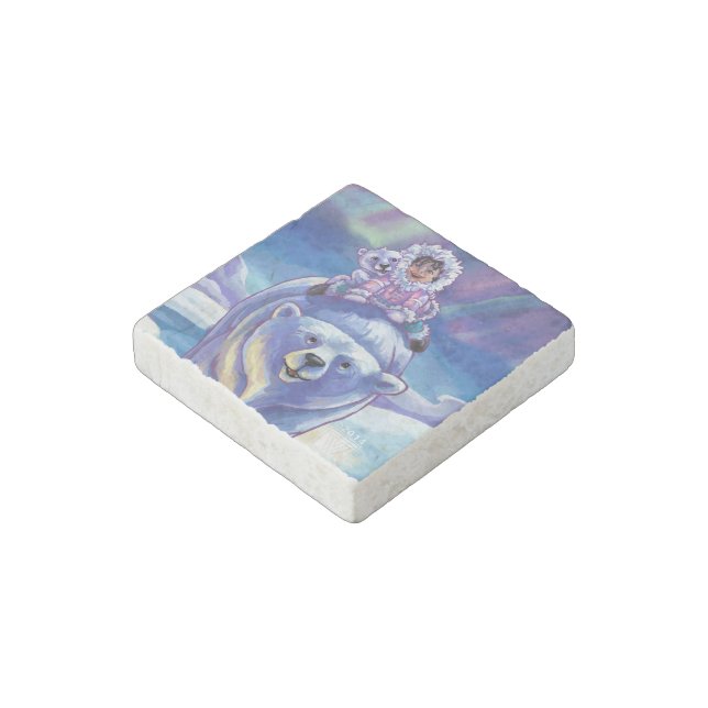 Polar Bear Bus Stone Magnet (Angled)