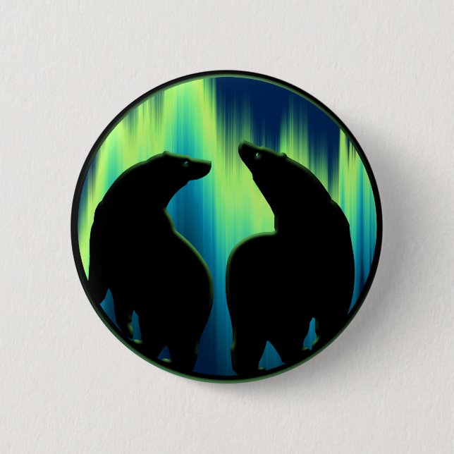 Polar Bear Button / Pin Wildlife Art Button (Front)