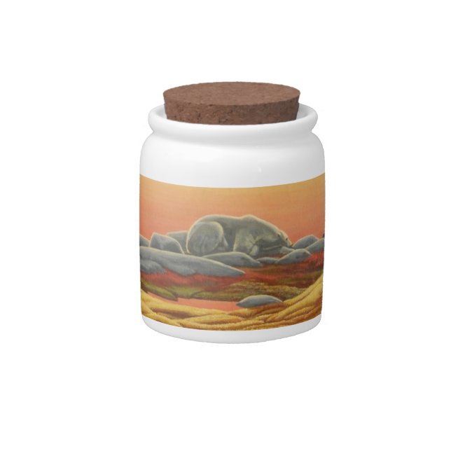 Polar Bear Candy Jar Waiting for Winter Bear Gifts (Front)