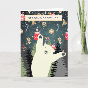 Polar Bear Card, Season's Greetings Holiday Card