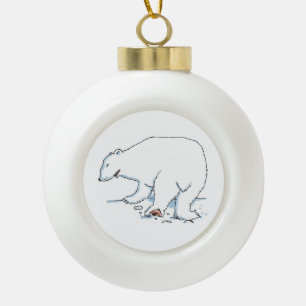 Polar Bear ceramic ball ornament