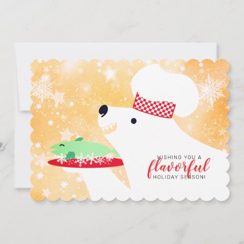 polar bear chef catering restaurant Christmas card