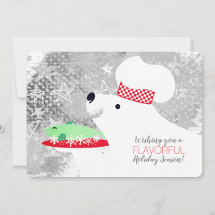 polar bear chef catering restaurant Christmas card