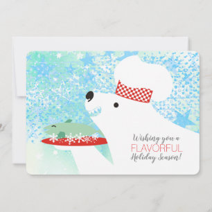 polar bear chef catering restaurant Christmas card