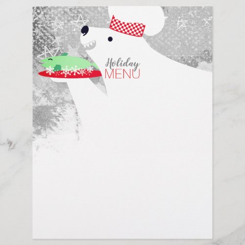 Polar bear chef Christmas holiday menu letterhead