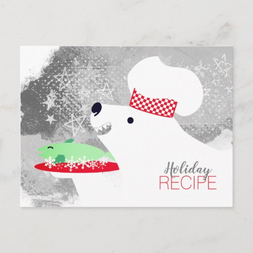 Polar bear chef cooking baking recipe card