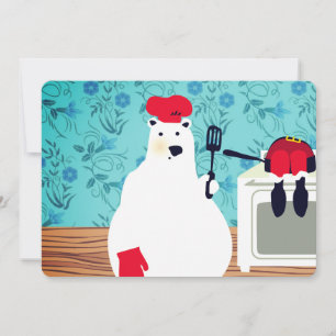 polar bear chef cooking Santa Christmas card