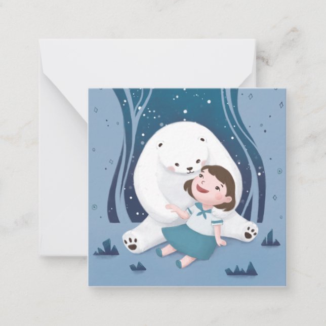 Polar Bear & Child Illustration Note Card (Front)