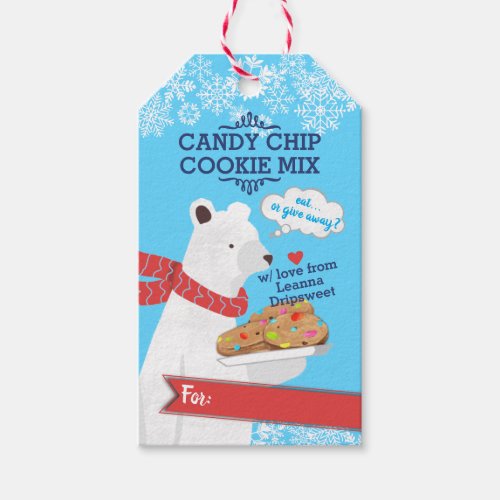 Polar bear chocolate chip cookie mix in a jar gift gift tags