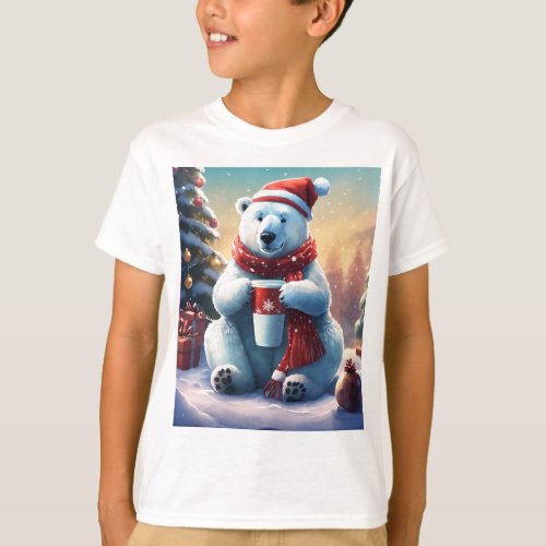Polar Bear Christmas 4K Cartoon Boys T_Shirt T_Shirt