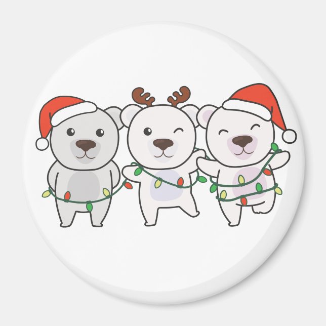 Polar Bear Christmas Animals Cute Polar Bear Magne Magnet (Front)