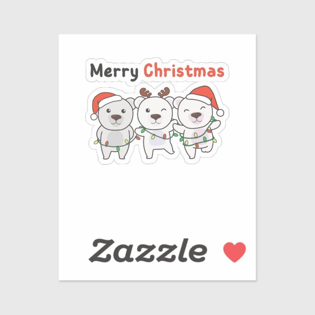 Polar Bear Christmas Animals Polar Bears Merry Sticker (Sheet)
