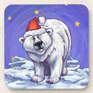 Polar Bear Christmas Beverage Coaster