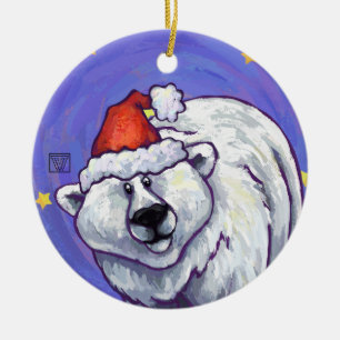 Polar Bear Christmas Ceramic Ornament
