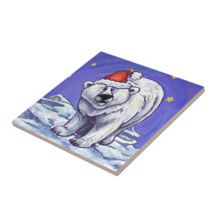 Polar Bear Christmas Ceramic Tile