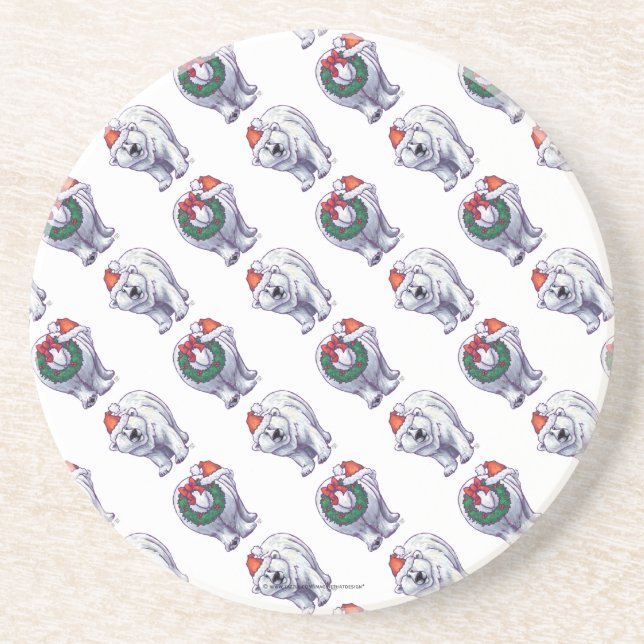 Polar Bear Christmas Drink Coaster (Front)