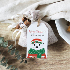 Polar Bear Christmas Family Name  Gift Tags