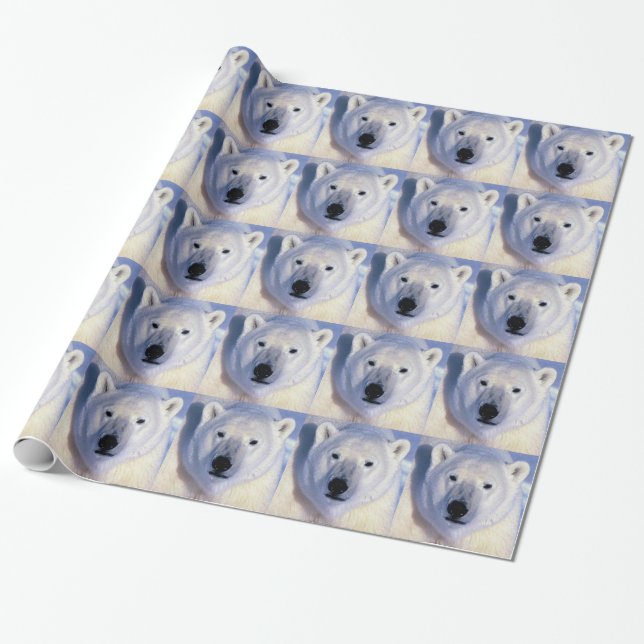 Polar Bear Christmas Gift Wrapping Paper (Unrolled)