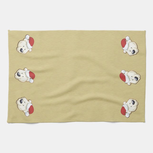 Polar Bear Christmas Gold Towel (Horizontal)