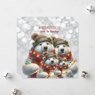 Polar Bear Christmas Greetings from Name Family Holiday Card
