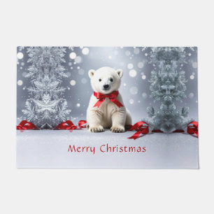 Polar Bear Christmas Holiday Doormat