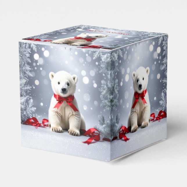 Polar Bear Christmas Holiday Favor Box (Front Side)