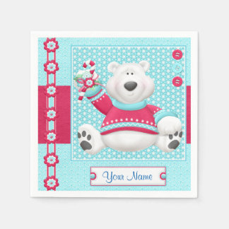 Polar Bear Christmas Holiday Party Paper Napkins