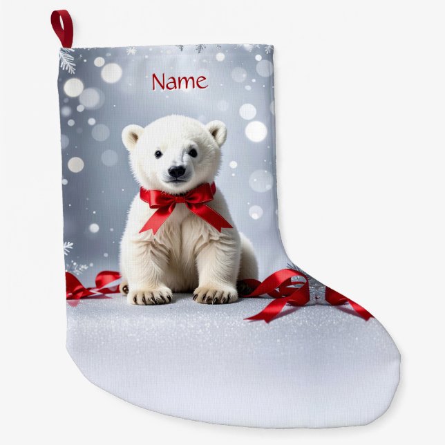 Polar Bear Christmas Holiday Stocking (Front)