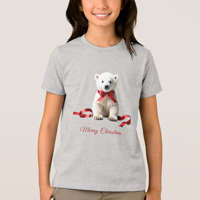 Polar Bear Christmas Holiday Tri-Blend Shirt (Front)
