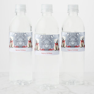 Polar Bear Christmas Holiday Water Bottle Label