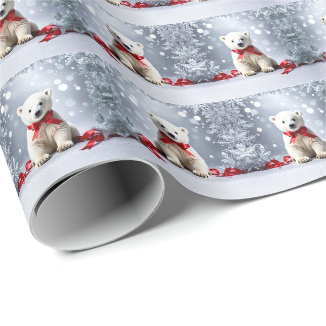 Polar Bear Christmas Holiday Wrapping Paper (Roll Corner)