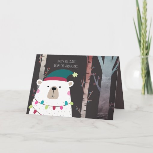 Polar Bear Christmas Holidays Modern Personalized Card | Zazzle