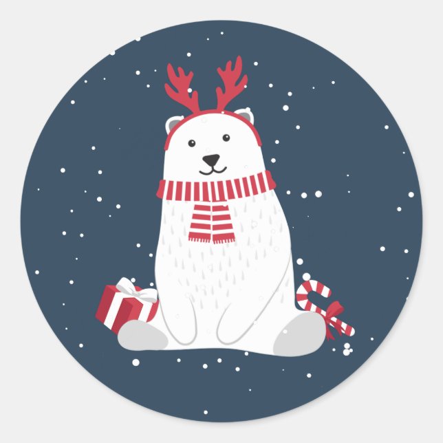 Polar Bear Christmas ID851 Classic Round Sticker (Front)