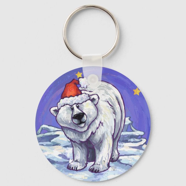 Polar Bear Christmas Keychain (Front)