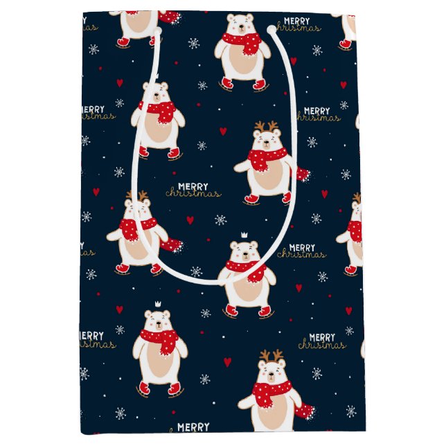 Polar Bear Christmas Medium Gift Bag (Front)