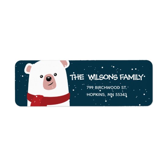 Polar Bear Christmas New Year's Personalized Label