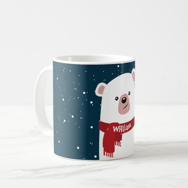 Polar Bear Christmas New Year's Personalized Mug (Front Left)