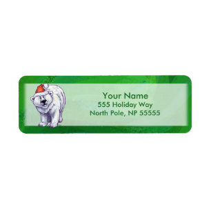 Polar Bear Christmas On Green Label