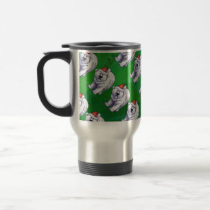 Polar Bear Christmas On Green Travel Mug