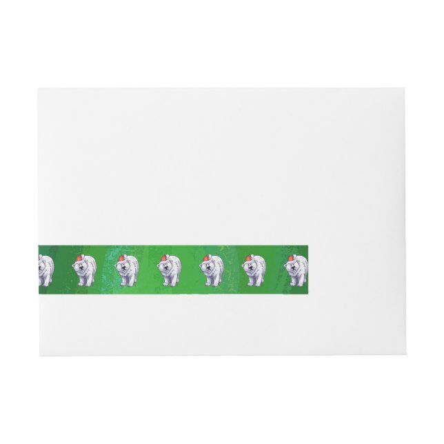 Polar Bear Christmas On Green Wrap Around Address Label (Front)