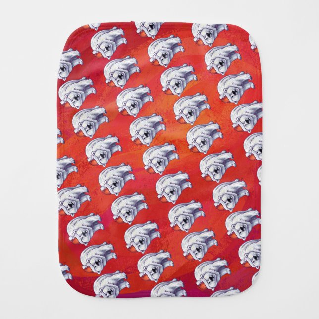 Polar Bear Christmas On Red Baby Burp Cloth (Front)