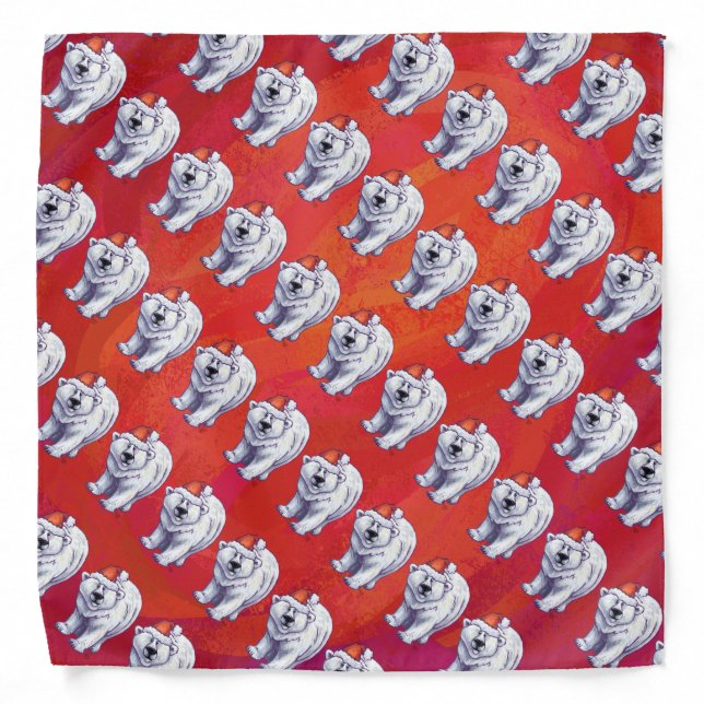 Polar Bear Christmas On Red Bandana (Front)